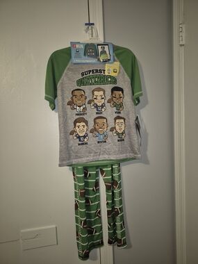 NWT NFLPA Green & Gray Football Quarterbacks Kids Pajama Set Size Large (10/12)
